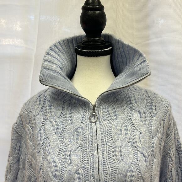 Sincerely Jules Cozy Light Blue Sweater Quarter Zip Cropped Length - Picture 3 of 10